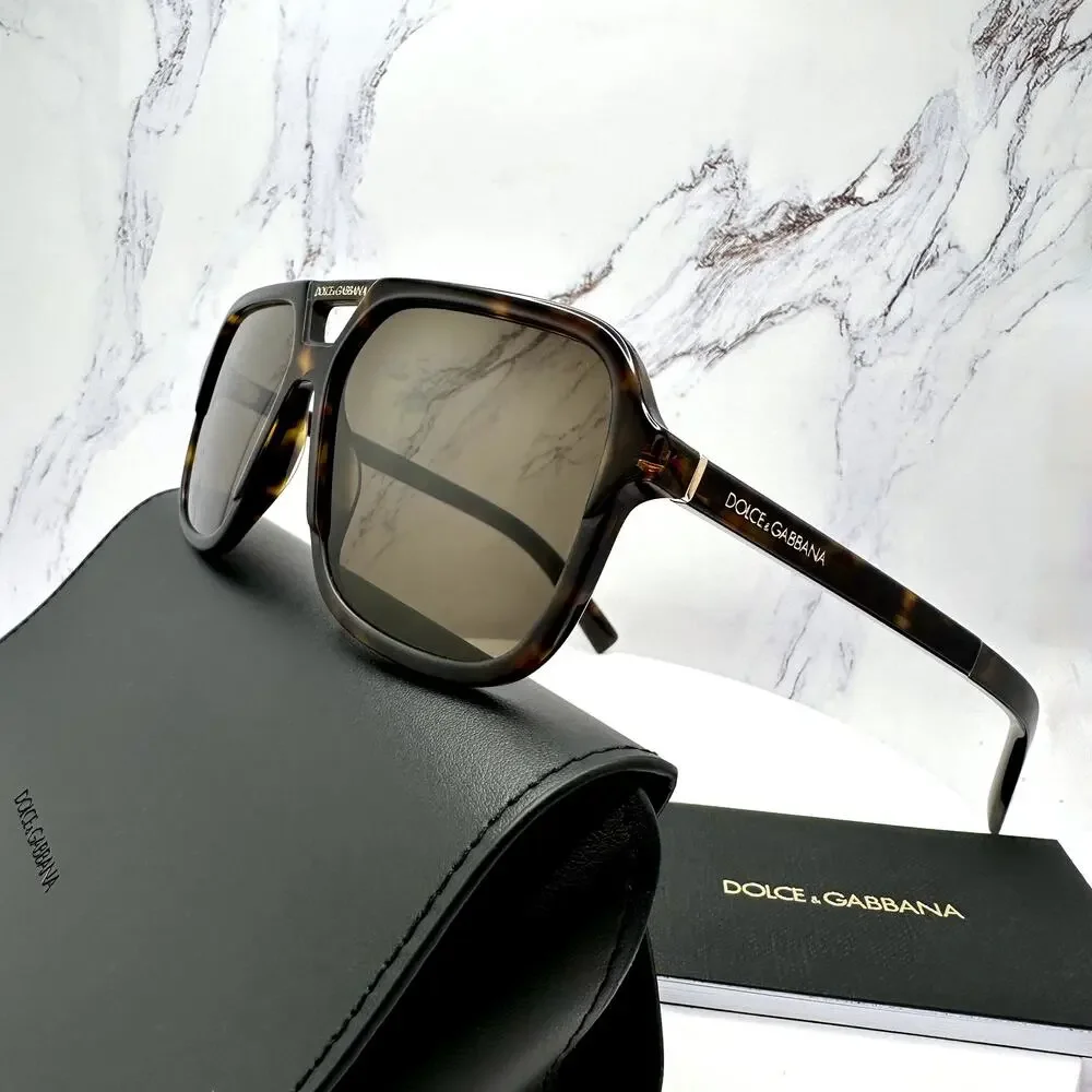 STYLISH New Dolce & Gabbana Sunglasses DG4354 502/73 Brown Aviator Pilot Gold